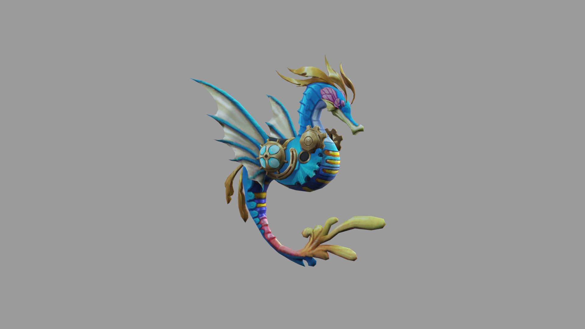 SeaHorse Mech Fantasy Nature Low Poly Low-poly 3D model_1