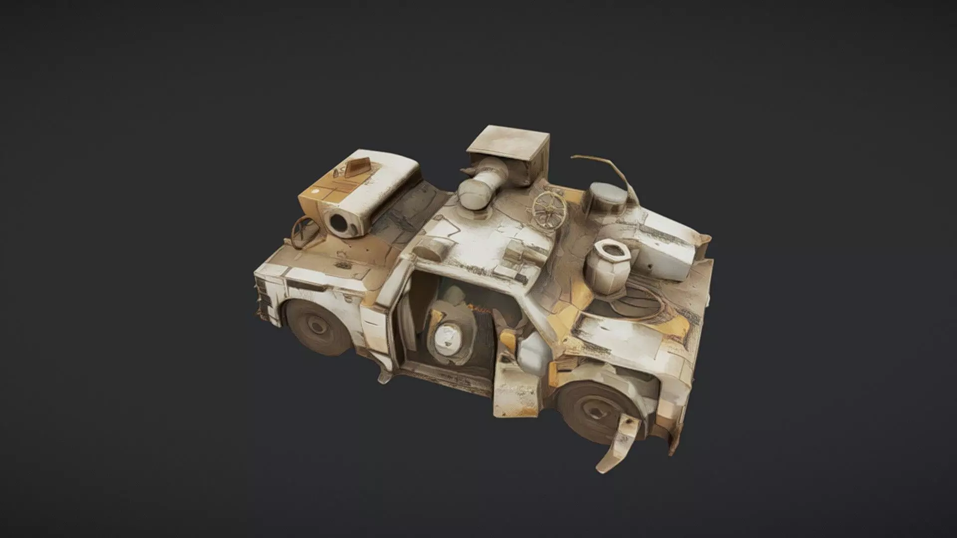 rusty scrapped disassembled car parts 3D model