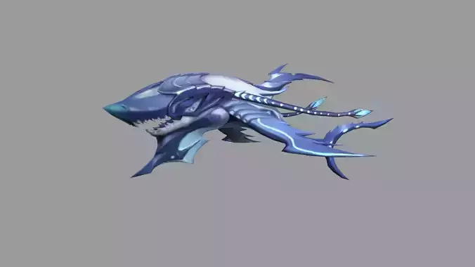 SkiWhaleShark Fantasy Monster Low-poly 3D model