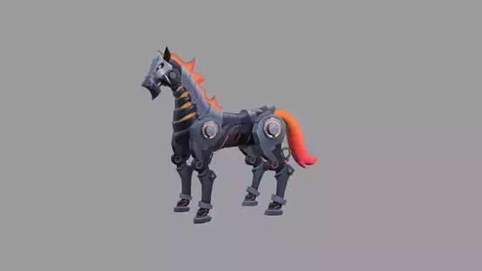 MechHorse Fire Fantasy Low-poly 3D model