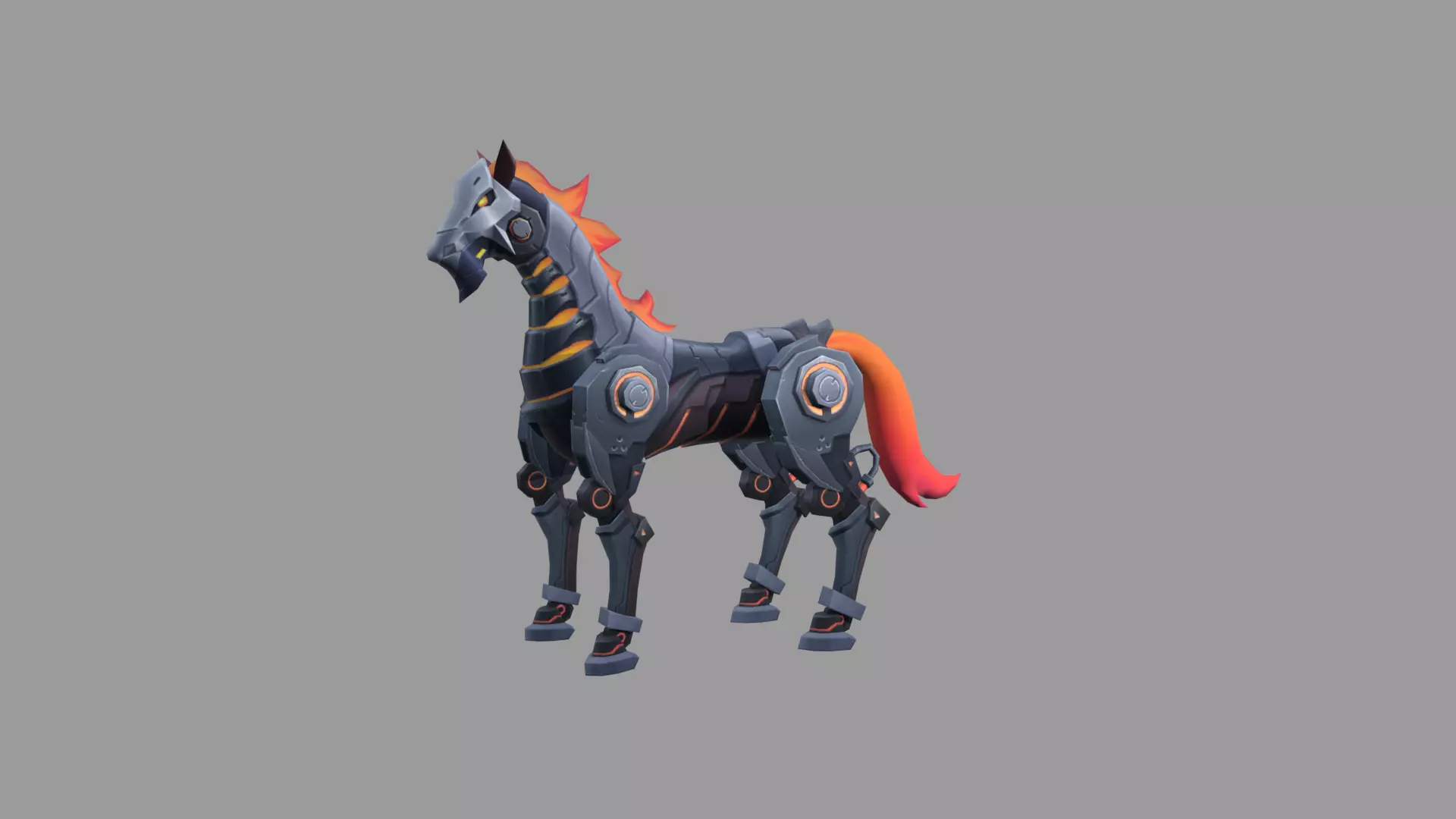 MechHorse Fire Fantasy Low-poly 3D model_0