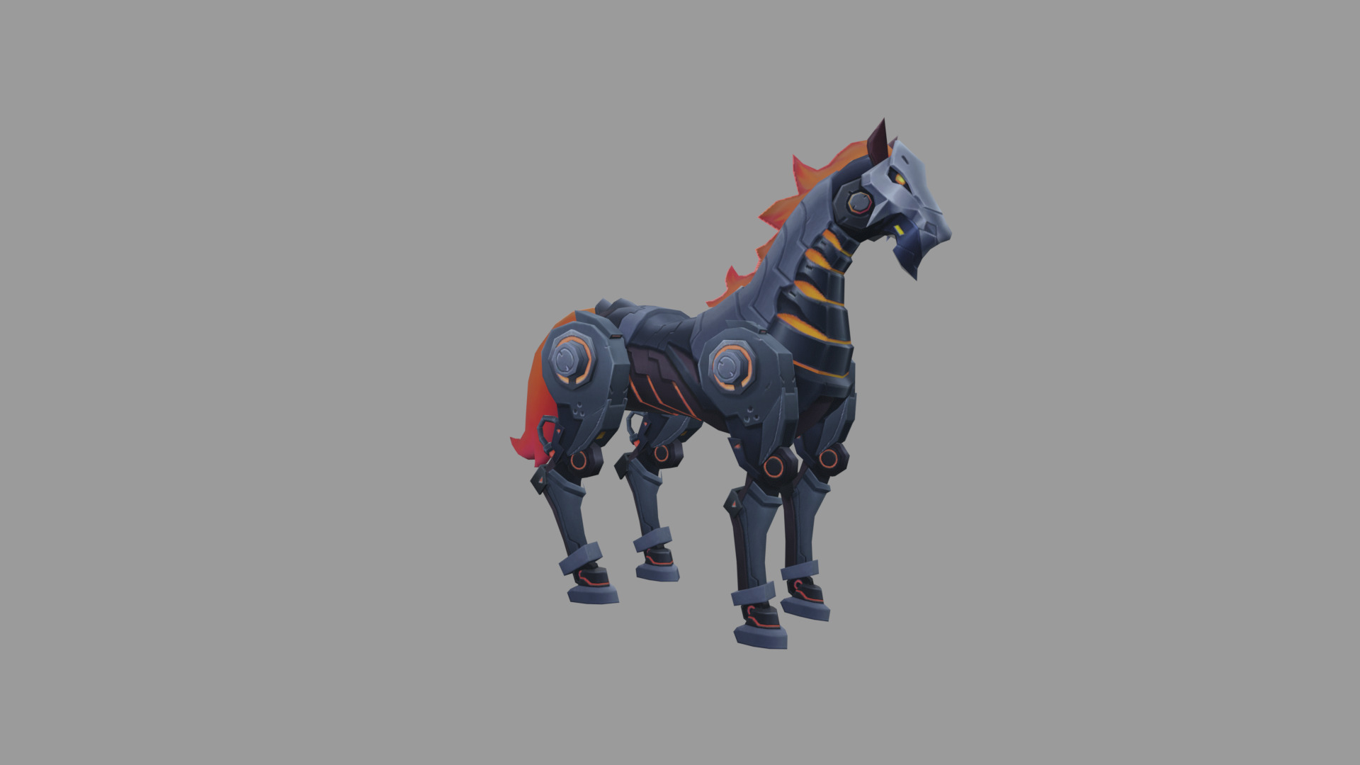 MechHorse Fire Fantasy Low-poly 3D model_1