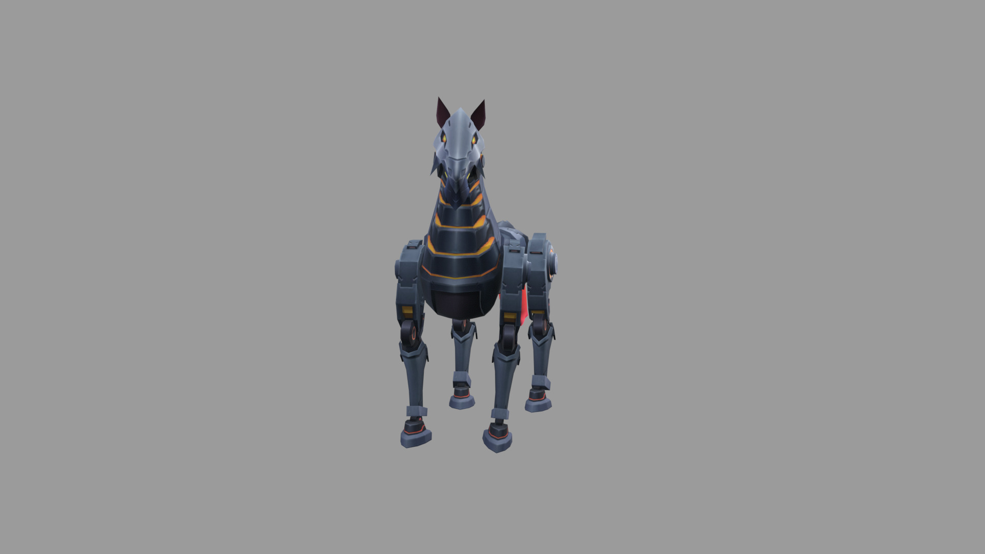 MechHorse Fire Fantasy Low-poly 3D model_5