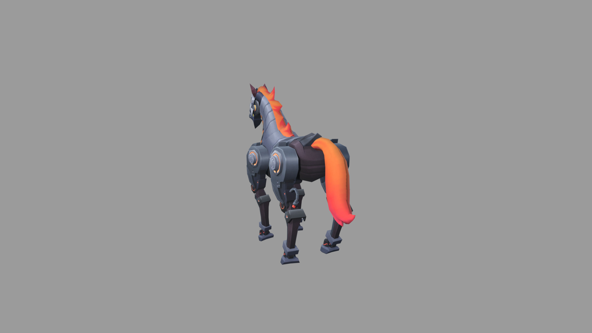 MechHorse Fire Fantasy Low-poly 3D model_4