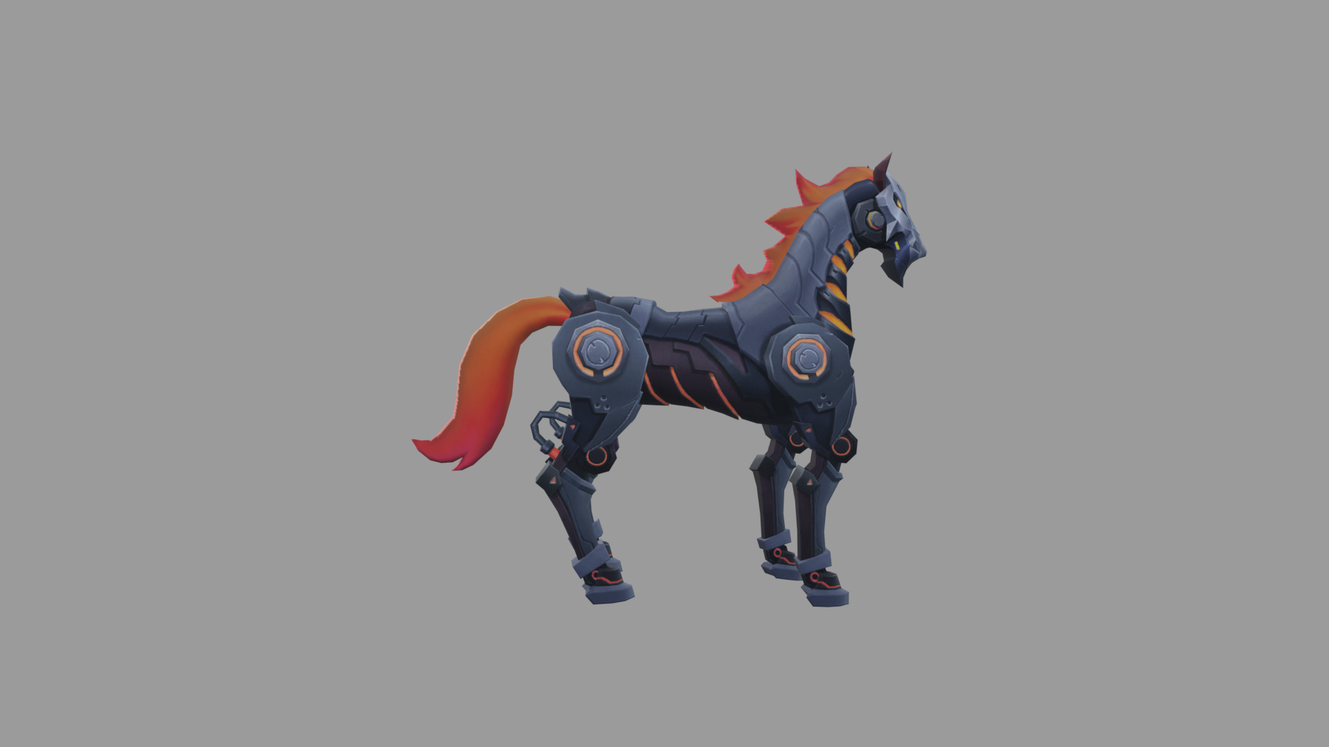 MechHorse Fire Fantasy Low-poly 3D model_2