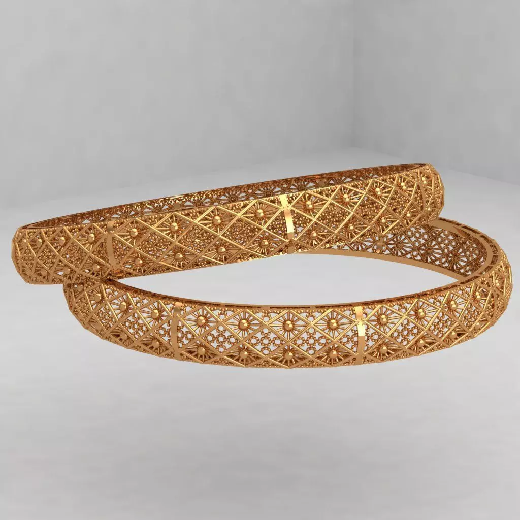 TURKISH gold bangle jewelry with render details 3D print model