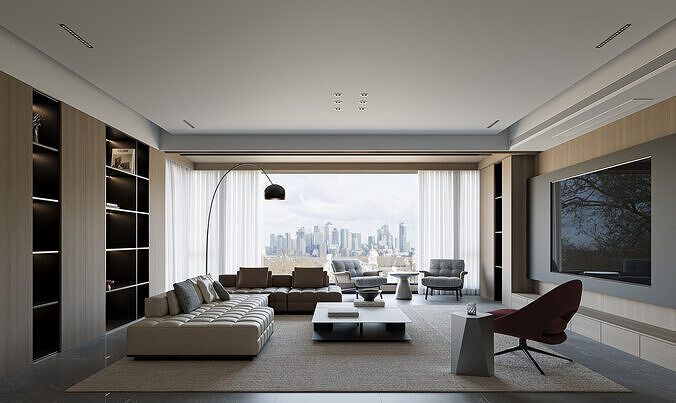 modern living room interior scenes 27 3D model