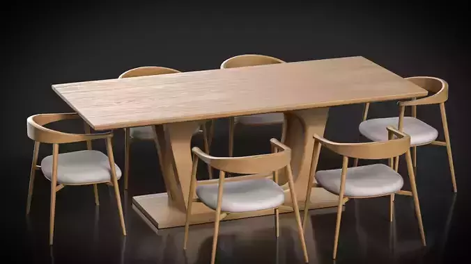 Modern Wooden Dining Table Chair Set
