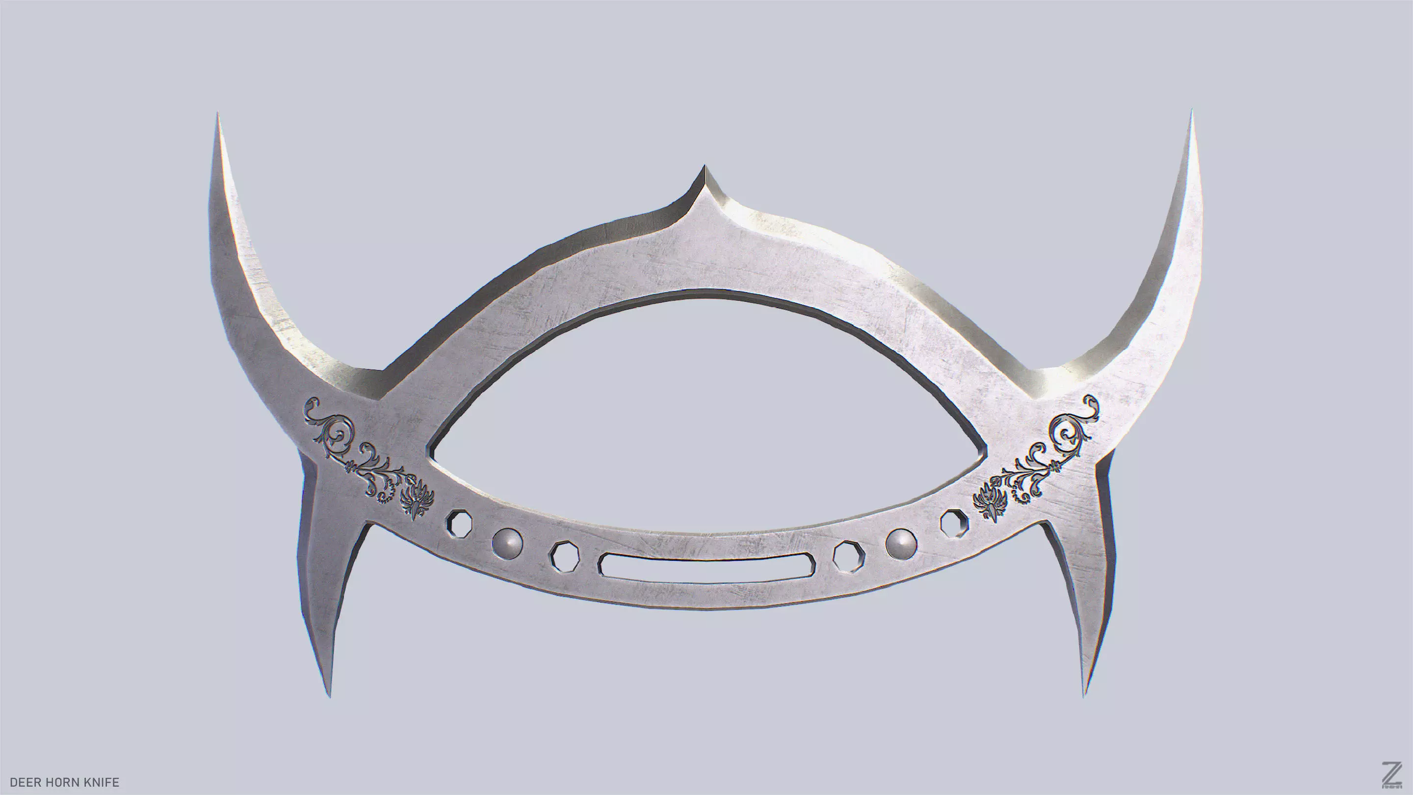 Deer horn knife Low-poly 3D model_0