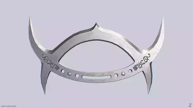 Deer horn knife Low-poly 3D model