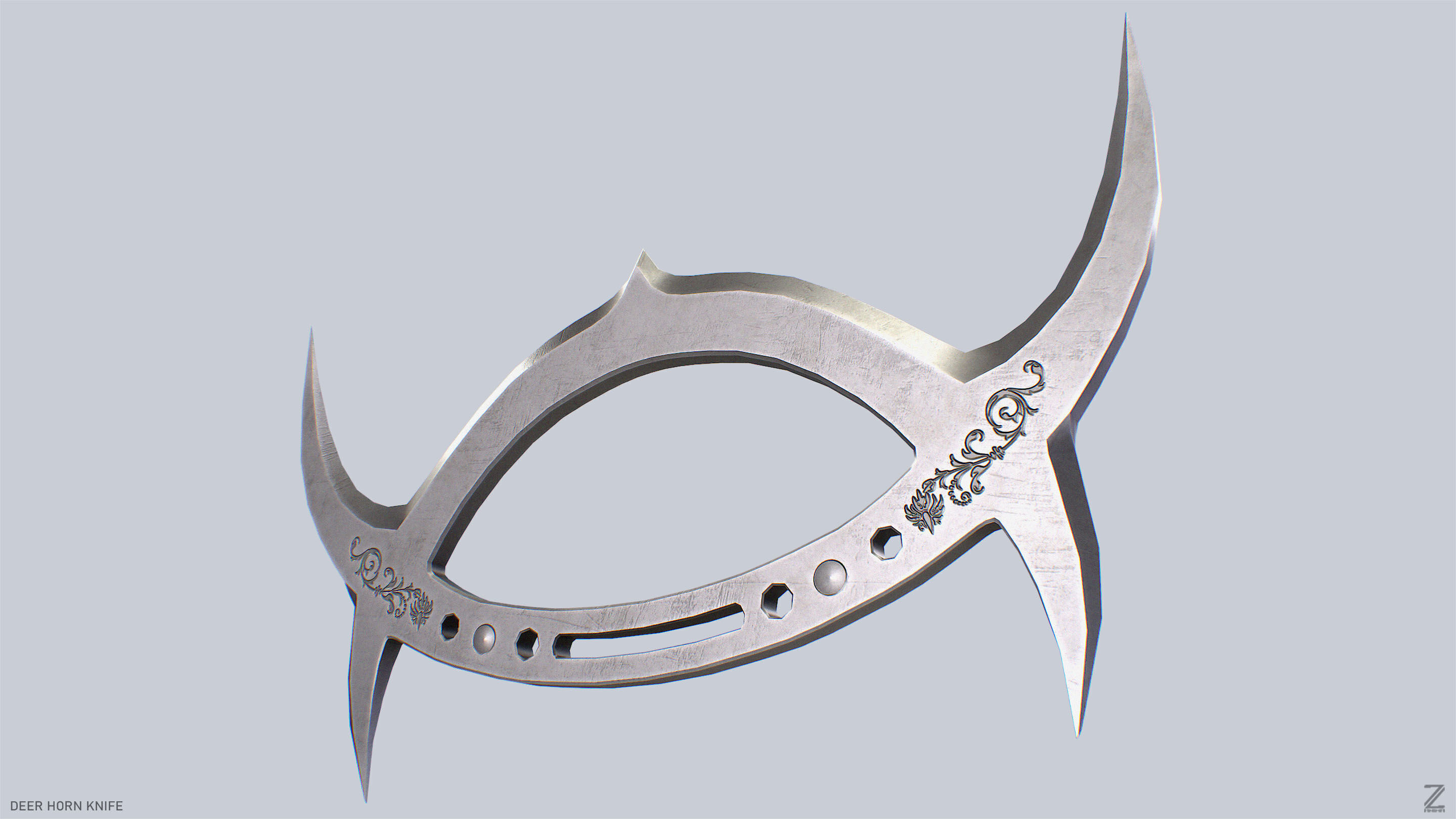 Deer horn knife Low-poly 3D model_7