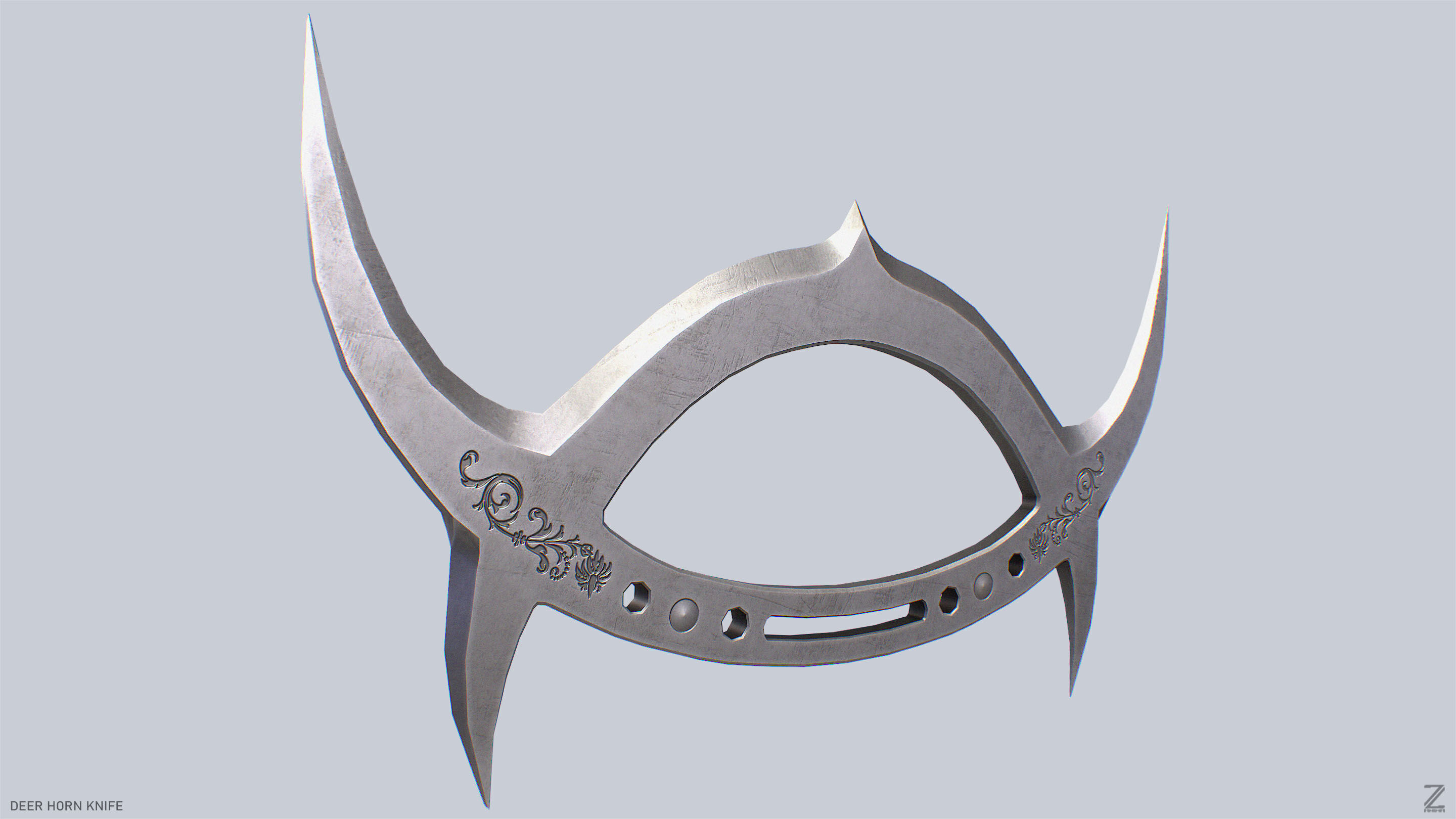 Deer horn knife Low-poly 3D model_8