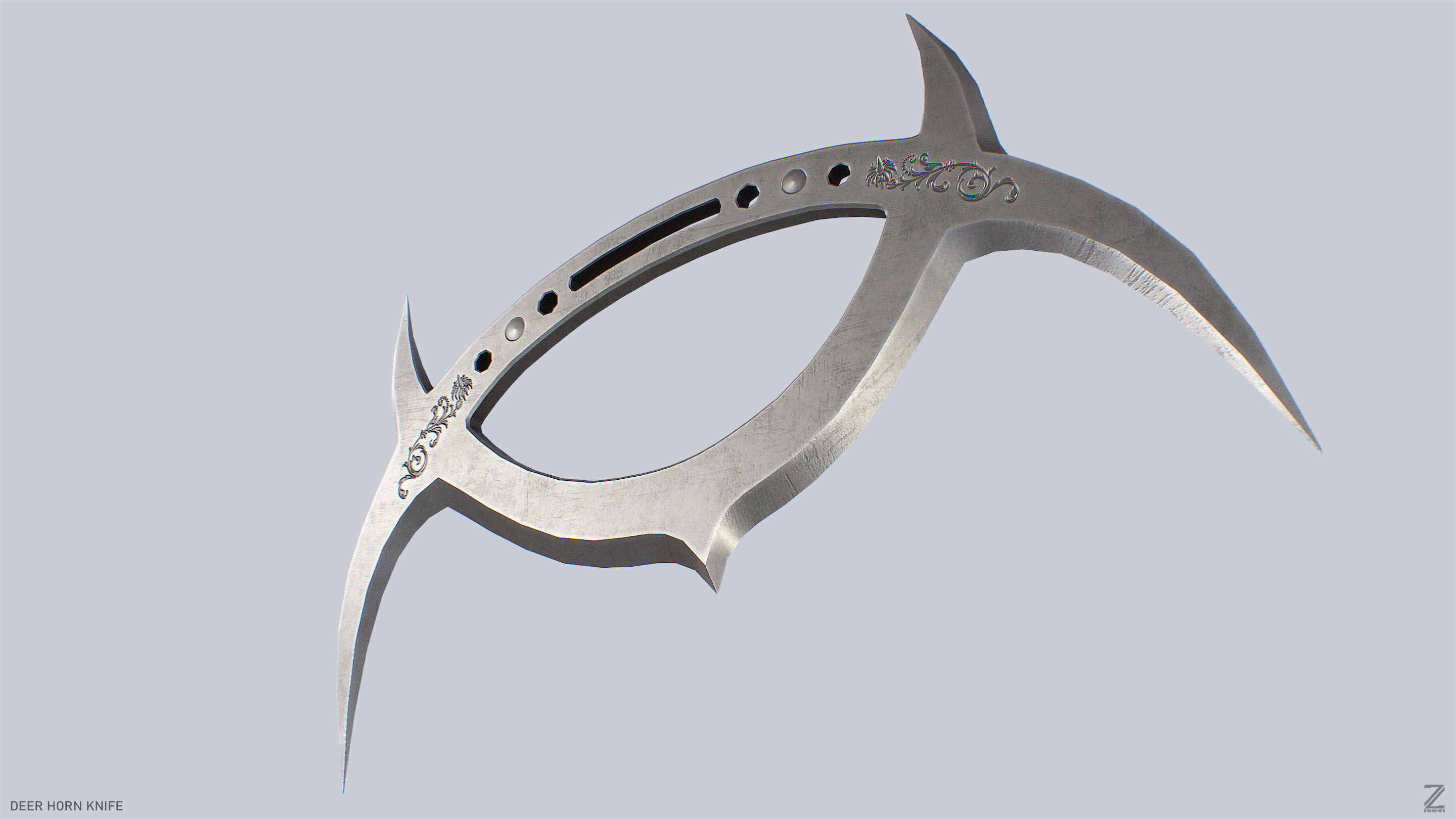 Deer horn knife Low-poly 3D model_6