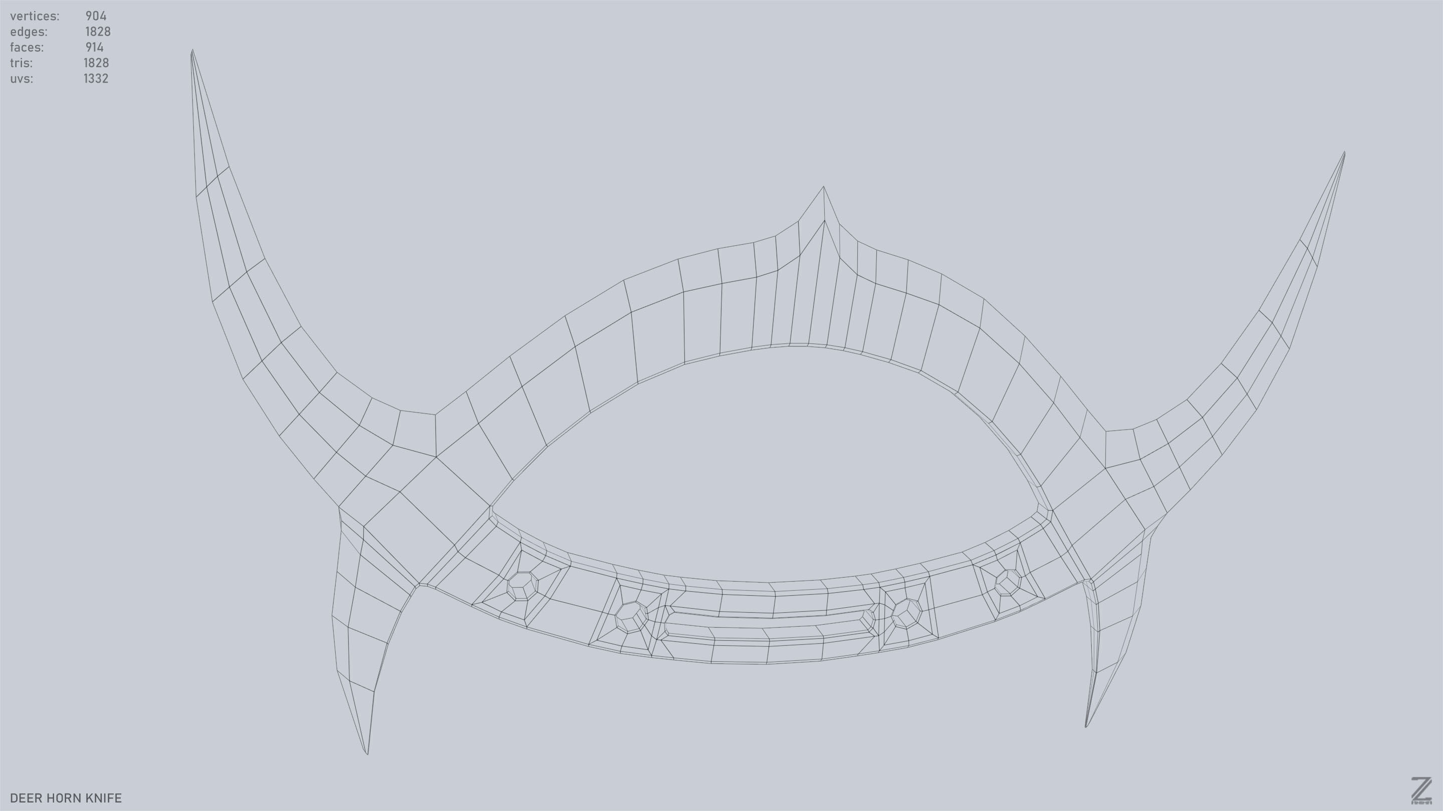 Deer horn knife Low-poly 3D model_13