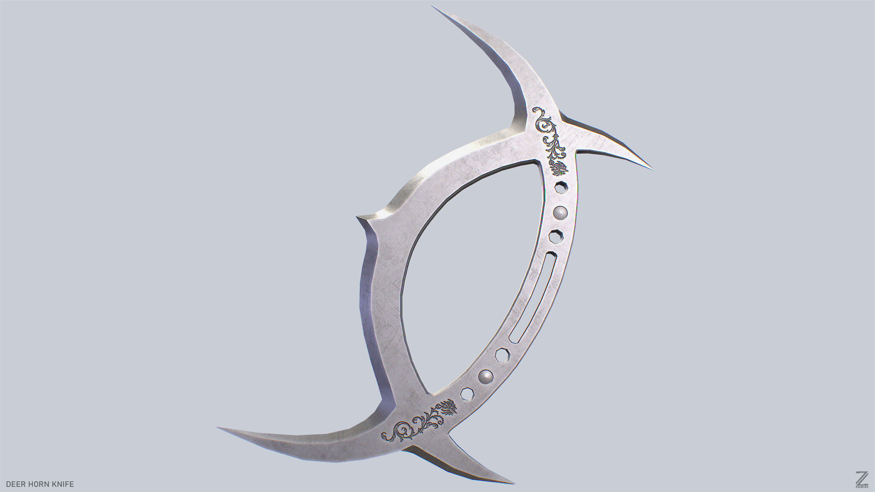 Deer horn knife Low-poly 3D model_4