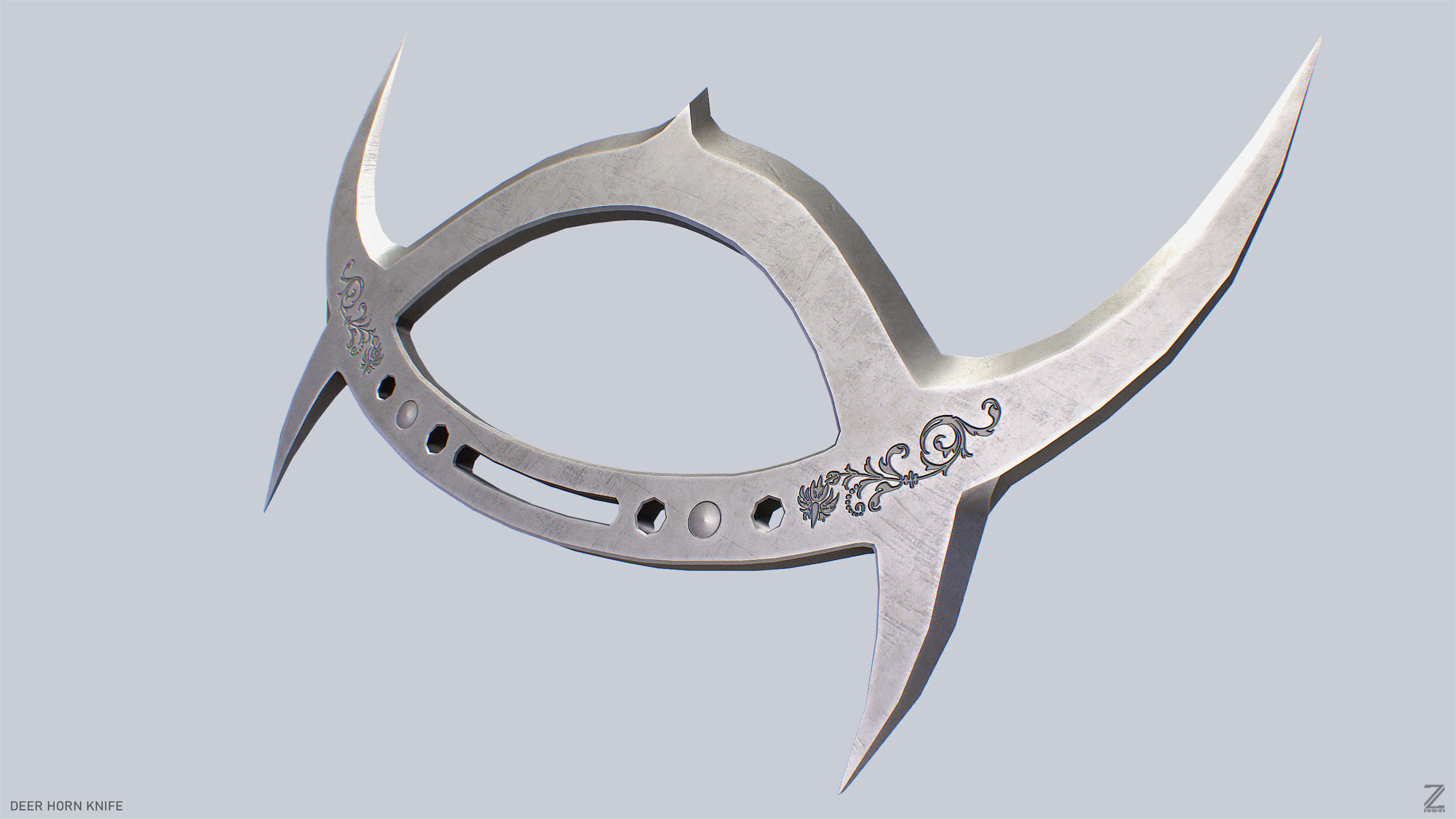 Deer horn knife Low-poly 3D model_5