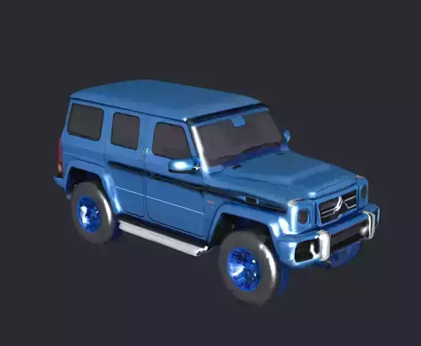 Compact Blue Car   Low Poly 3D Model   Automotive Design