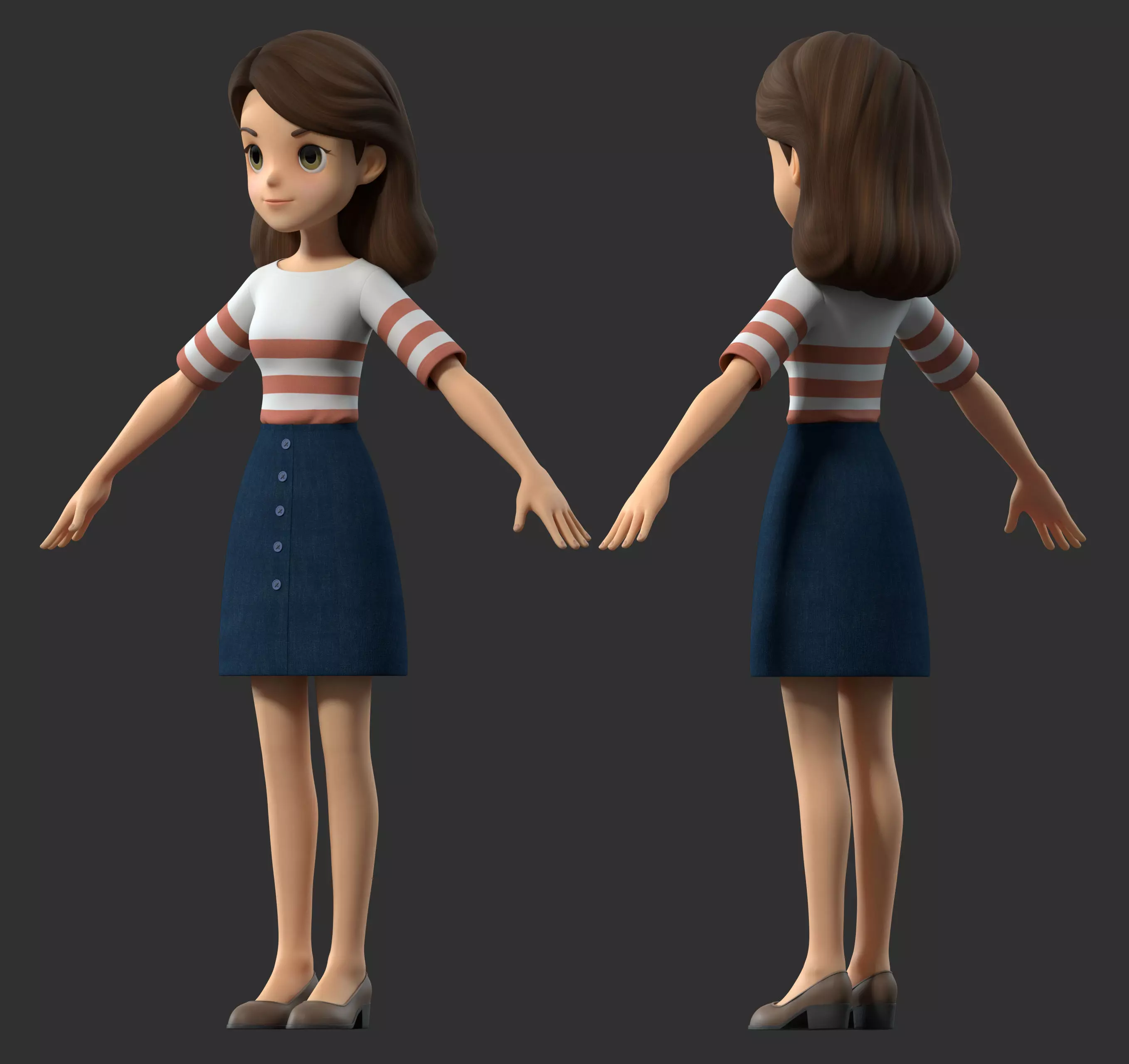 cartoon woman 3D model