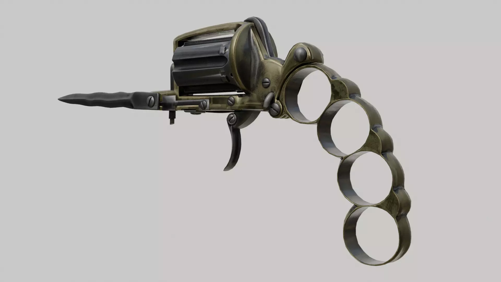revolver Low-poly 3D model_0