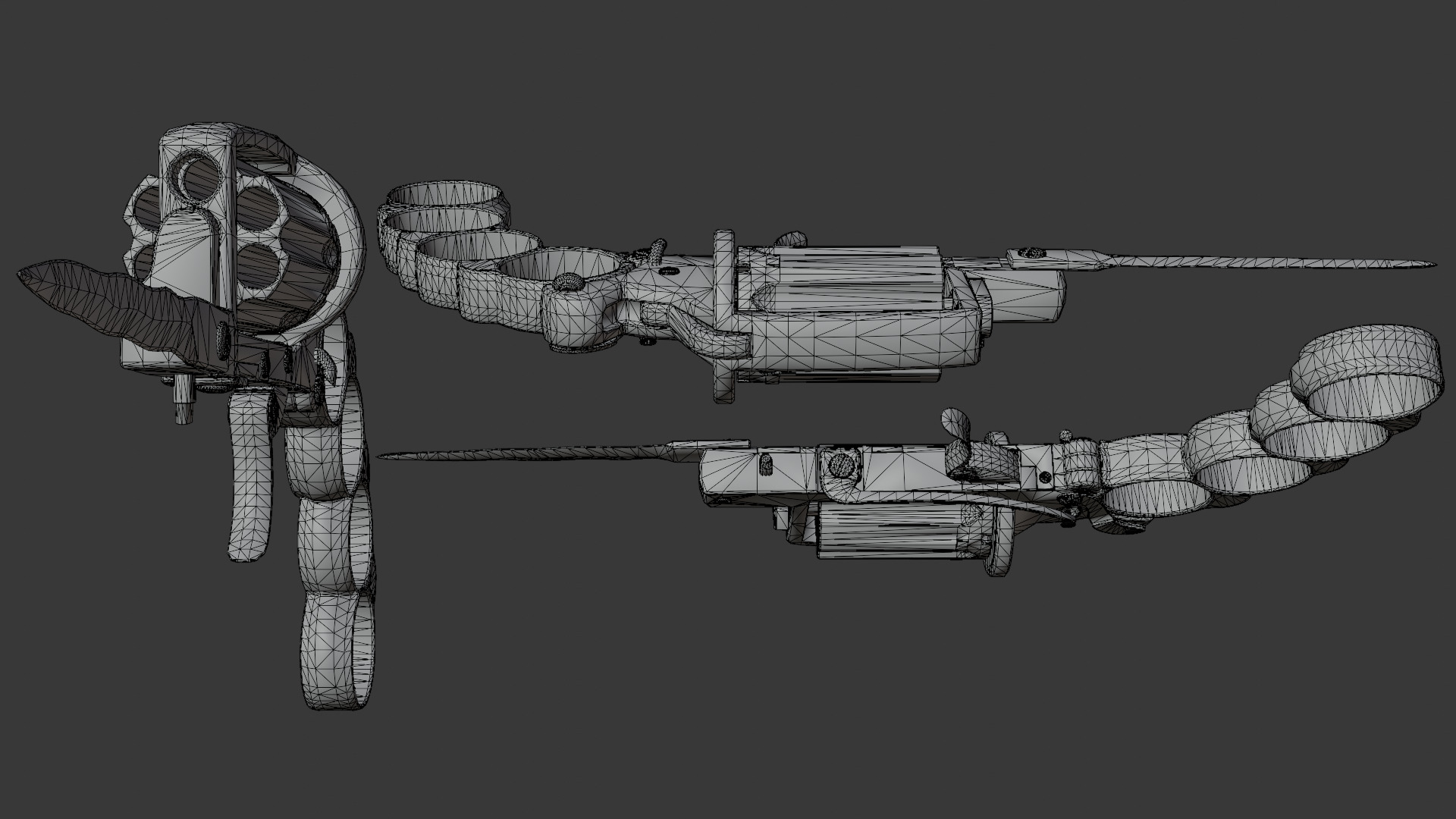 revolver Low-poly 3D model_4