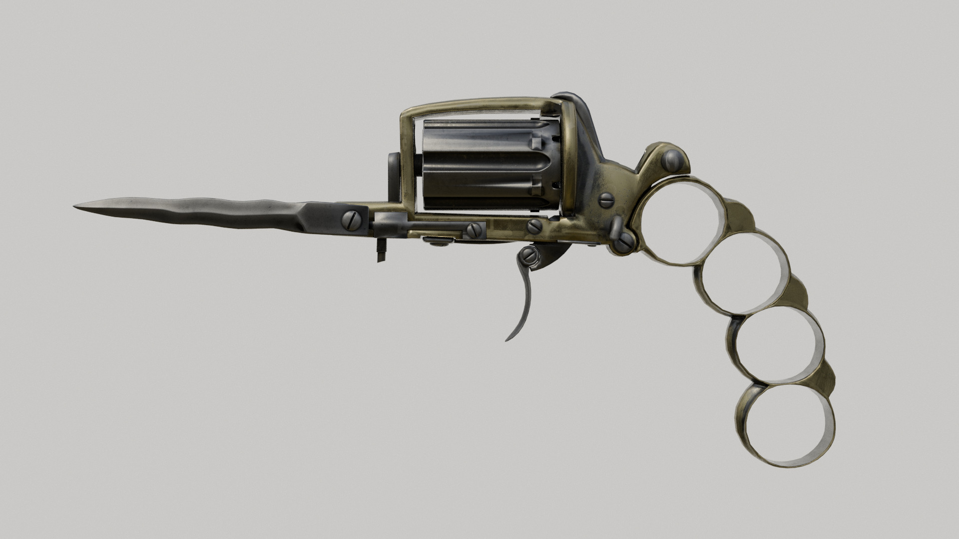 revolver Low-poly 3D model_2