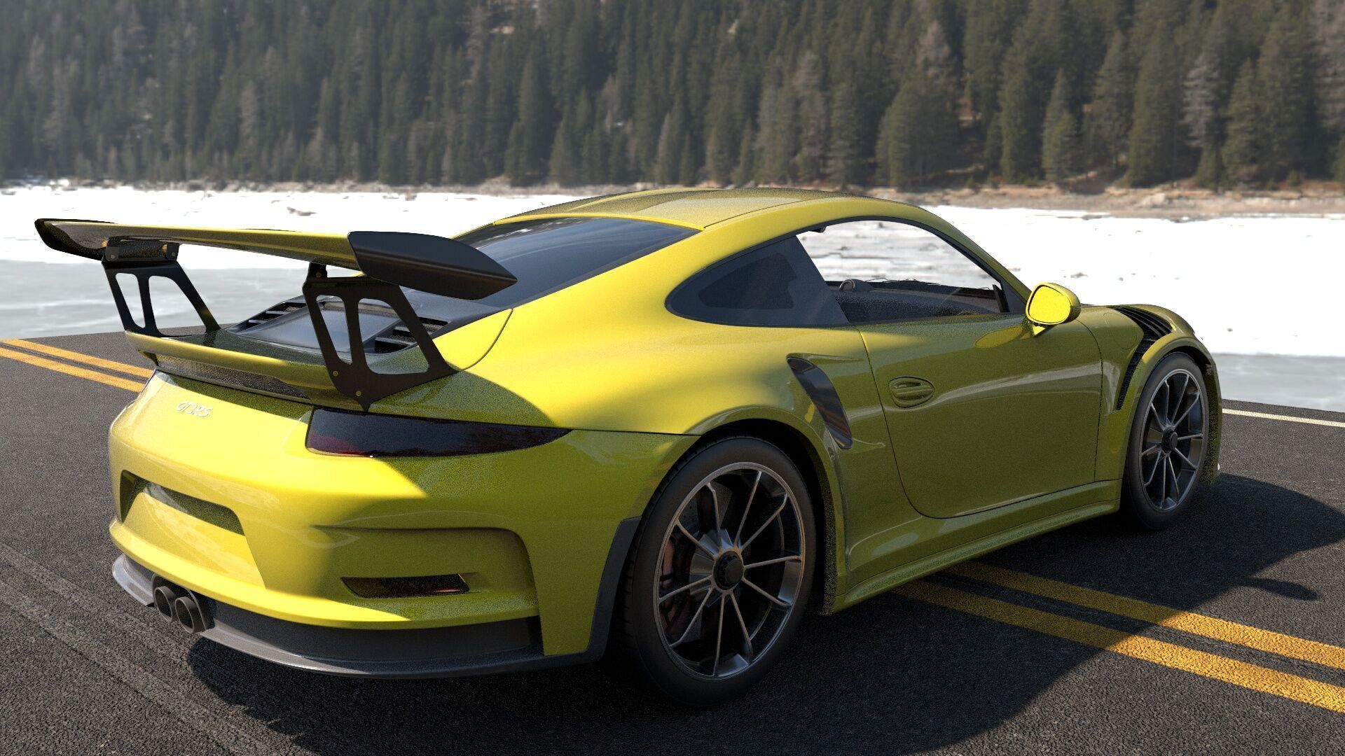 porsche 911 GT3 RS-Rigged and textured-unreal-vray-redshift Low-poly 3D model_7