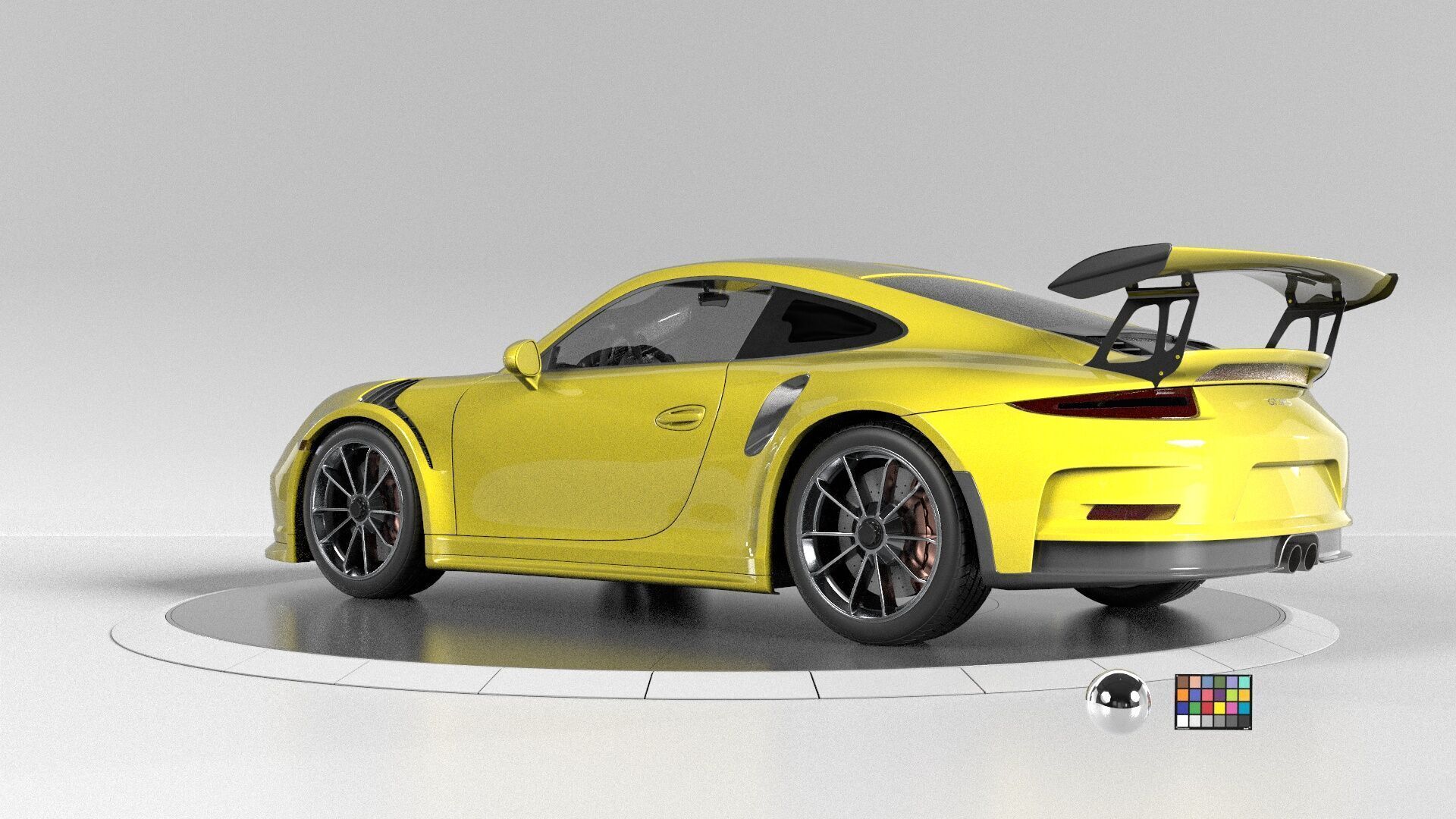 porsche 911 GT3 RS-Rigged and textured-unreal-vray-redshift Low-poly 3D model_3