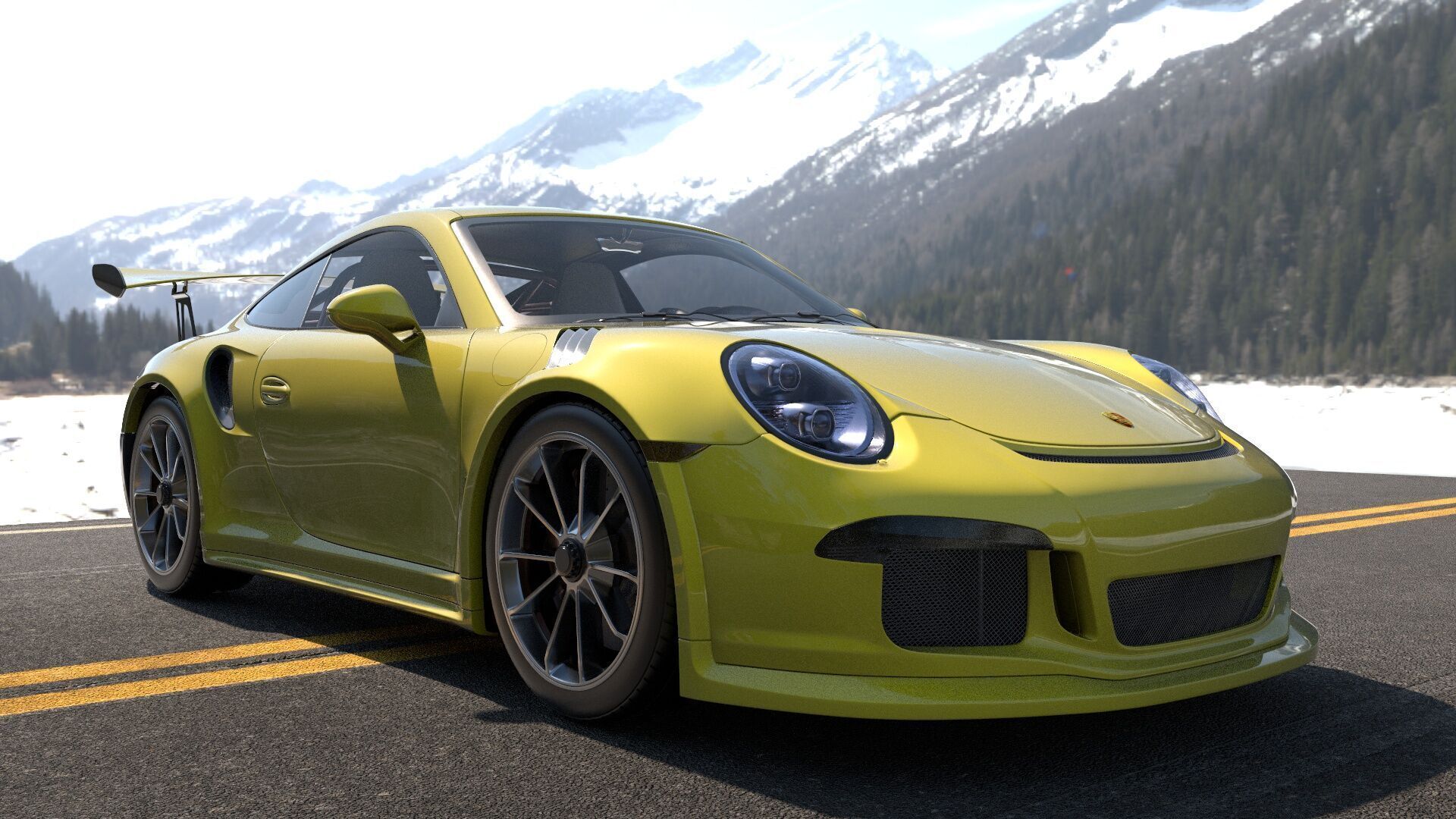 porsche 911 GT3 RS-Rigged and textured-unreal-vray-redshift Low-poly 3D model_5