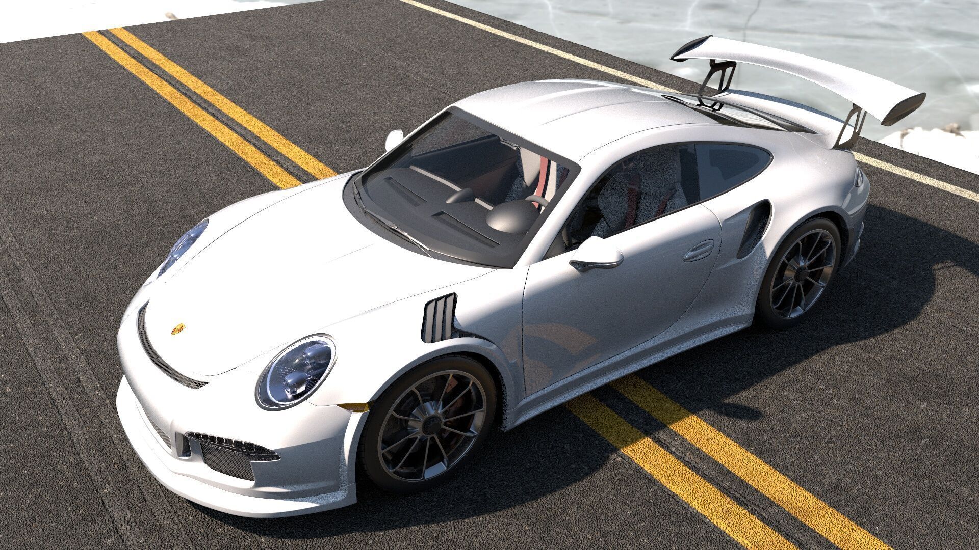 porsche 911 GT3 RS-Rigged and textured-unreal-vray-redshift Low-poly 3D model_10