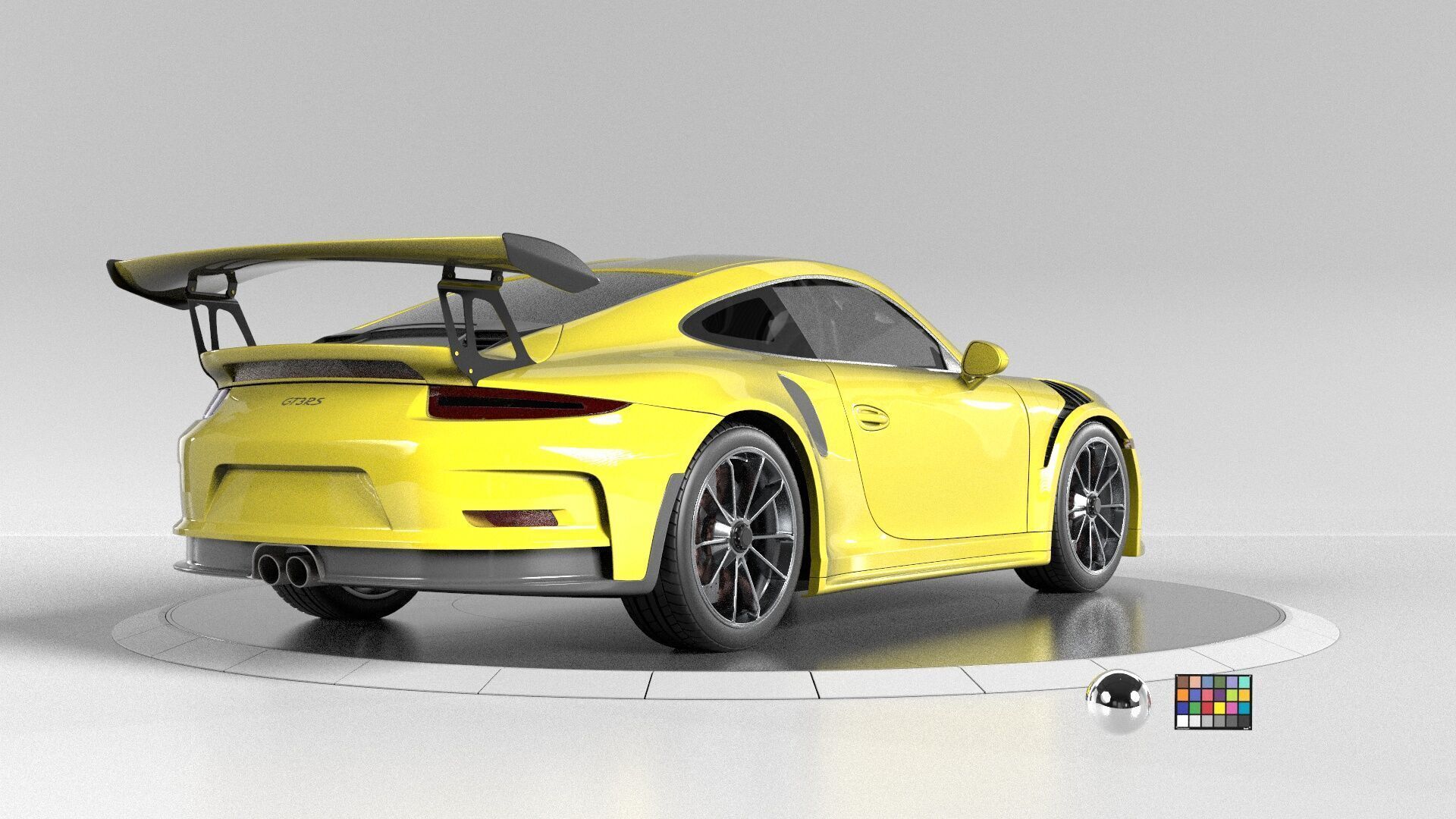porsche 911 GT3 RS-Rigged and textured-unreal-vray-redshift Low-poly 3D model_2