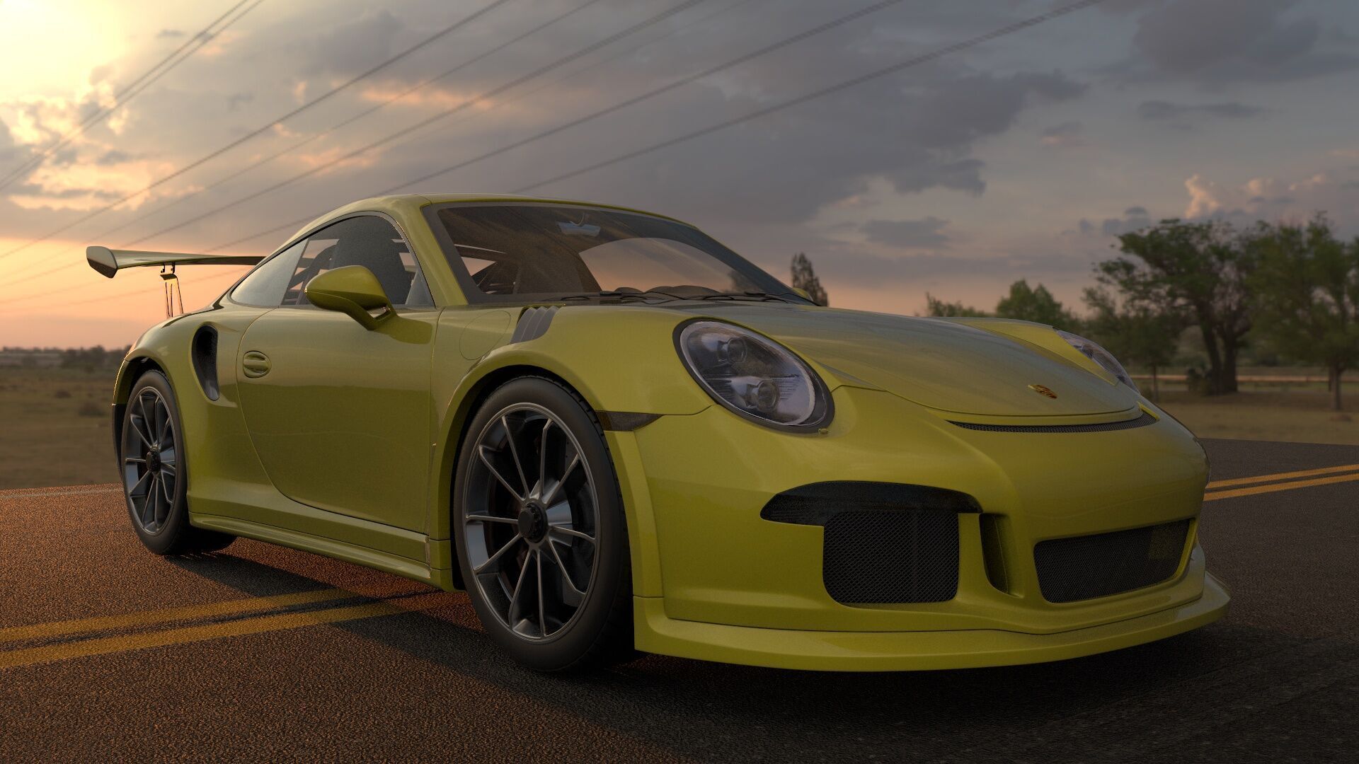 porsche 911 GT3 RS-Rigged and textured-unreal-vray-redshift Low-poly 3D model_8
