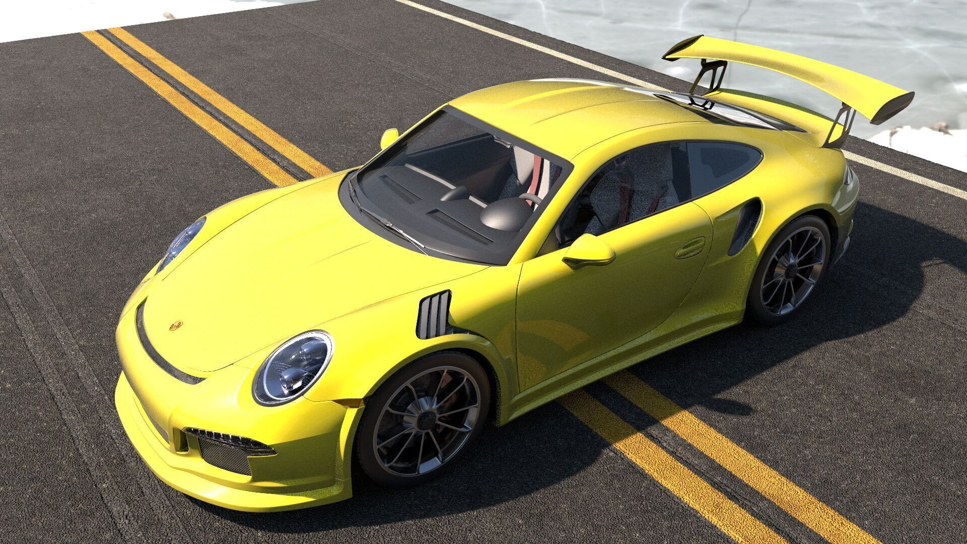 porsche 911 GT3 RS-Rigged and textured-unreal-vray-redshift Low-poly 3D model_9