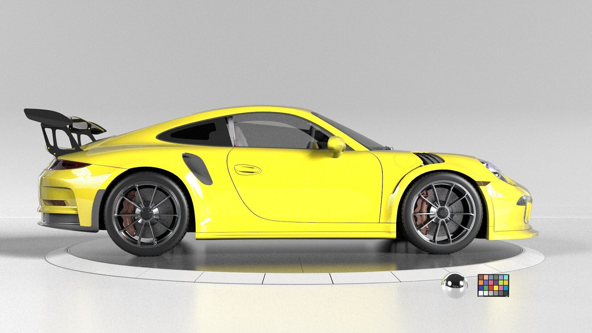porsche 911 GT3 RS-Rigged and textured-unreal-vray-redshift Low-poly 3D model_1