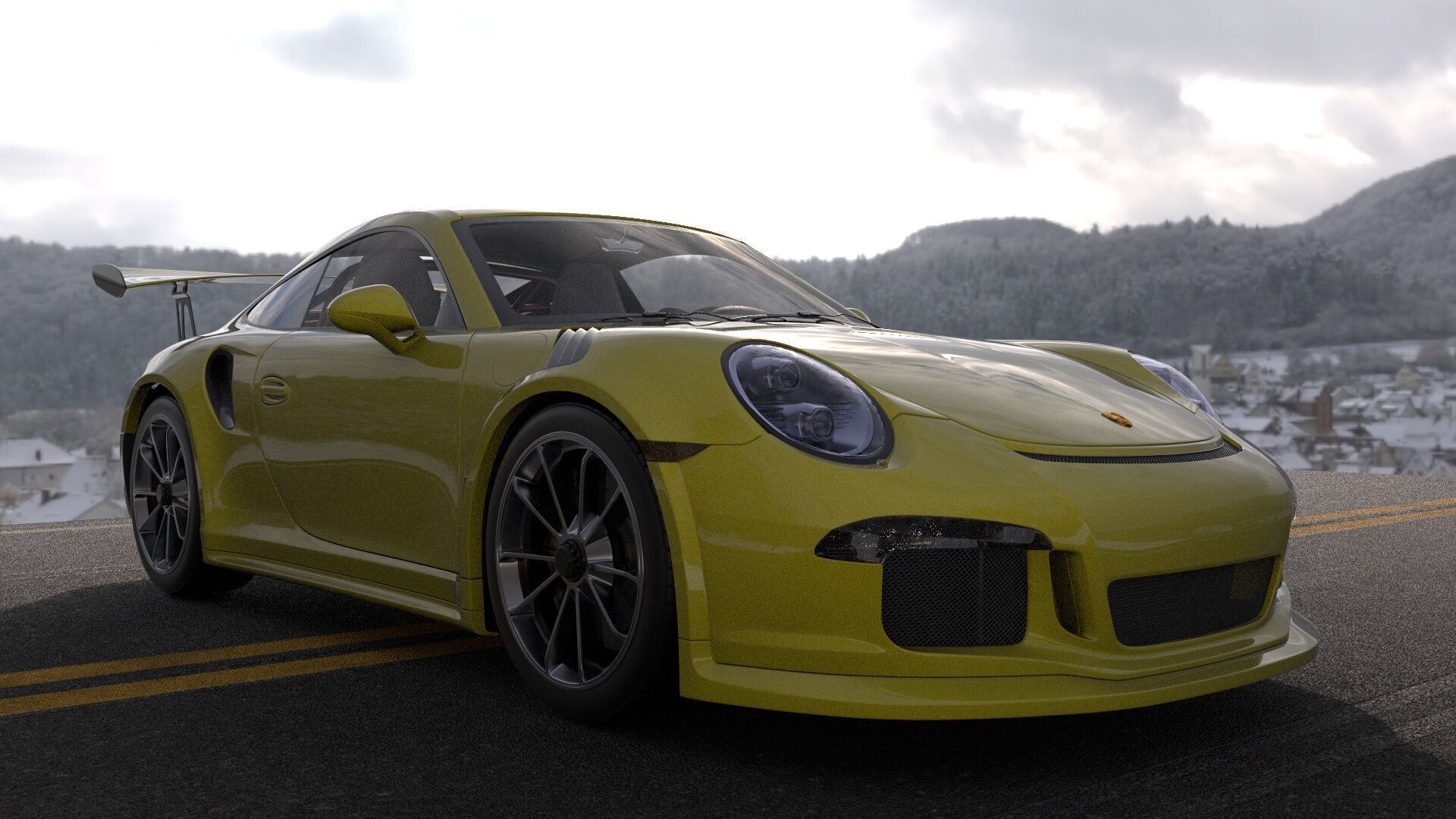 porsche 911 GT3 RS-Rigged and textured-unreal-vray-redshift Low-poly 3D model_6