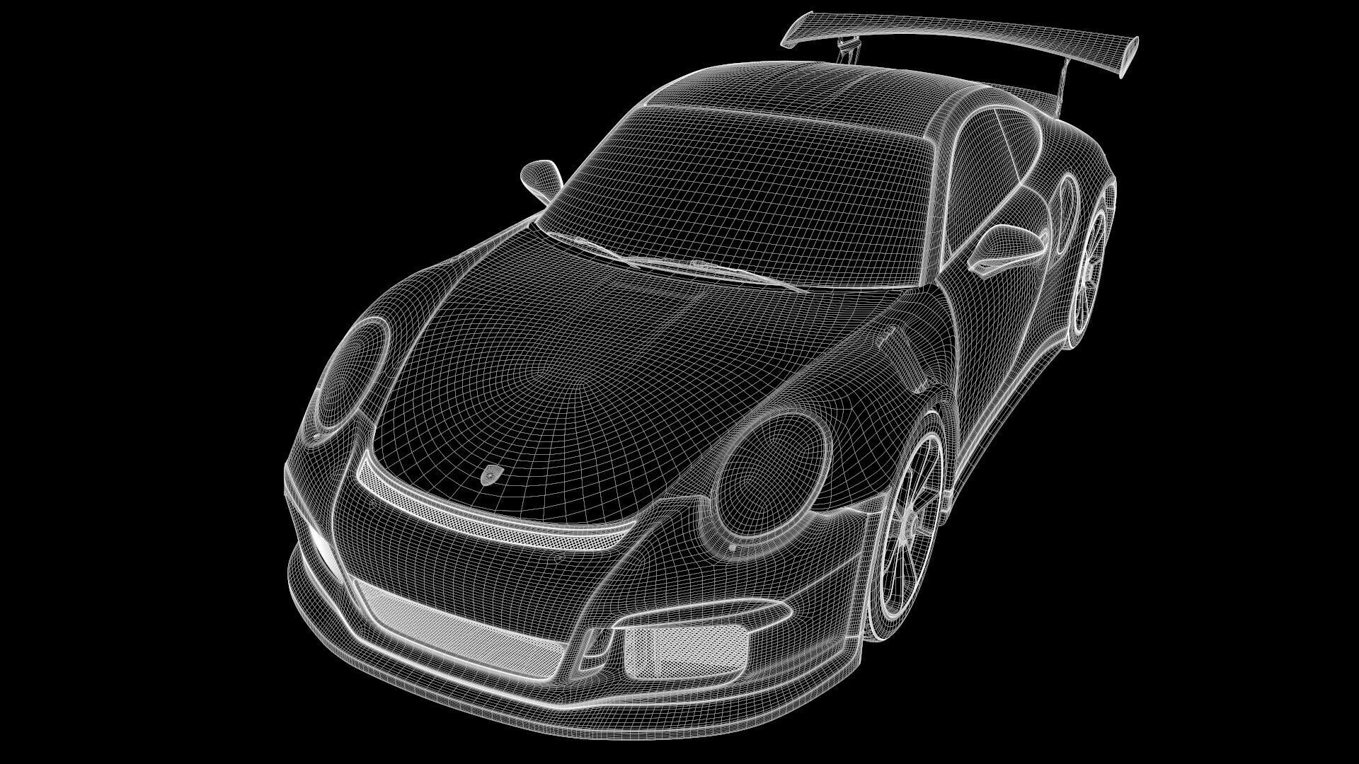 porsche 911 GT3 RS-Rigged and textured-unreal-vray-redshift Low-poly 3D model_17