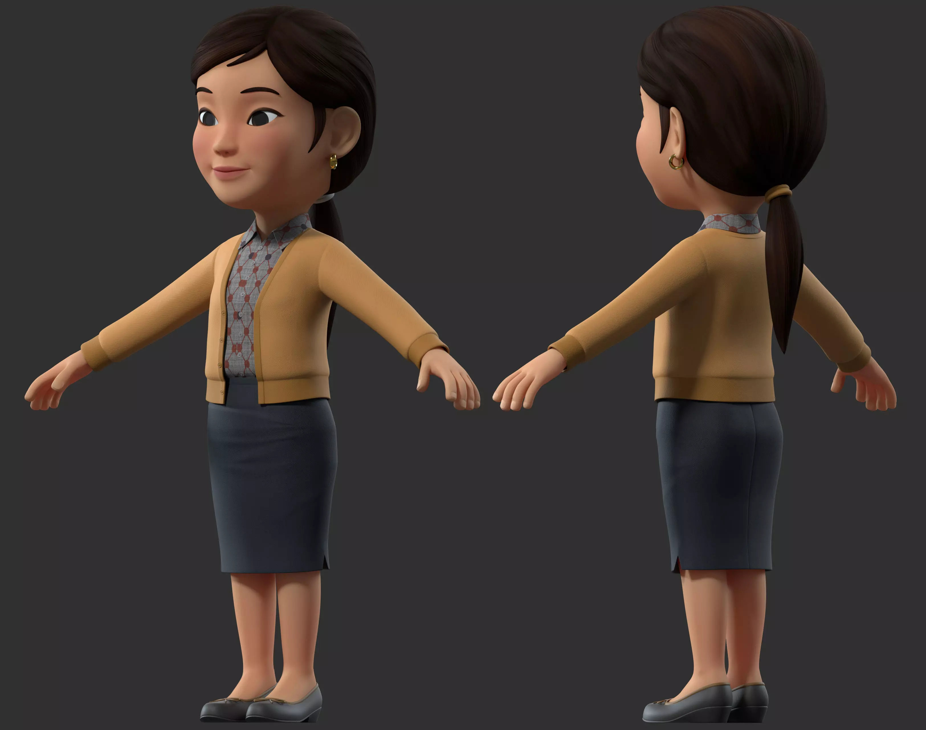 cartoon woman teacher 3D model