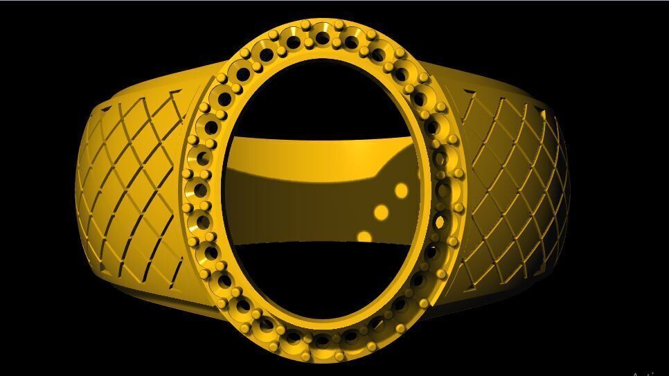 oval stone ring 3dm file 3D print model_1