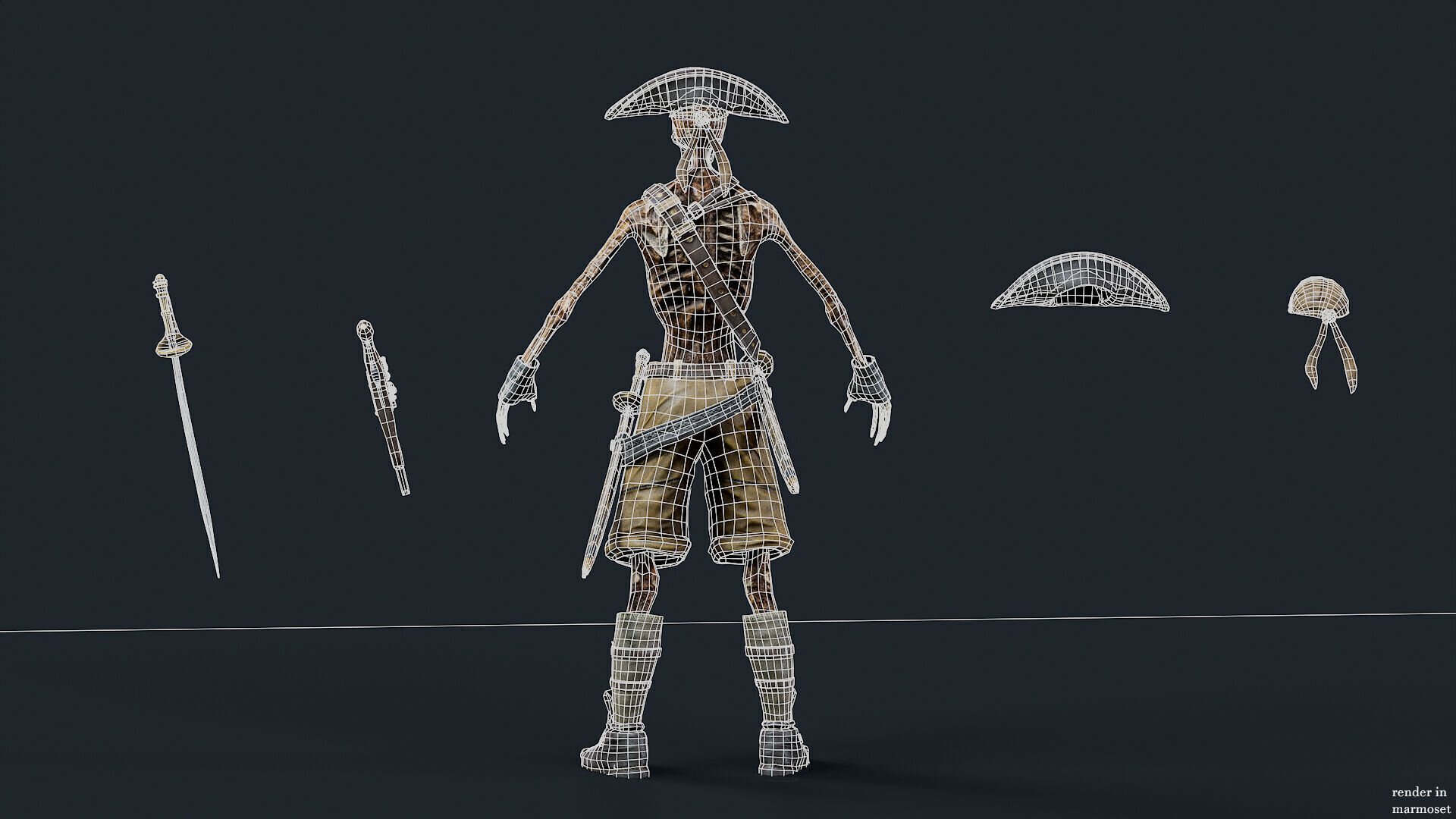 PIRATE SKELETON 2 A  Low-poly 3D model_12