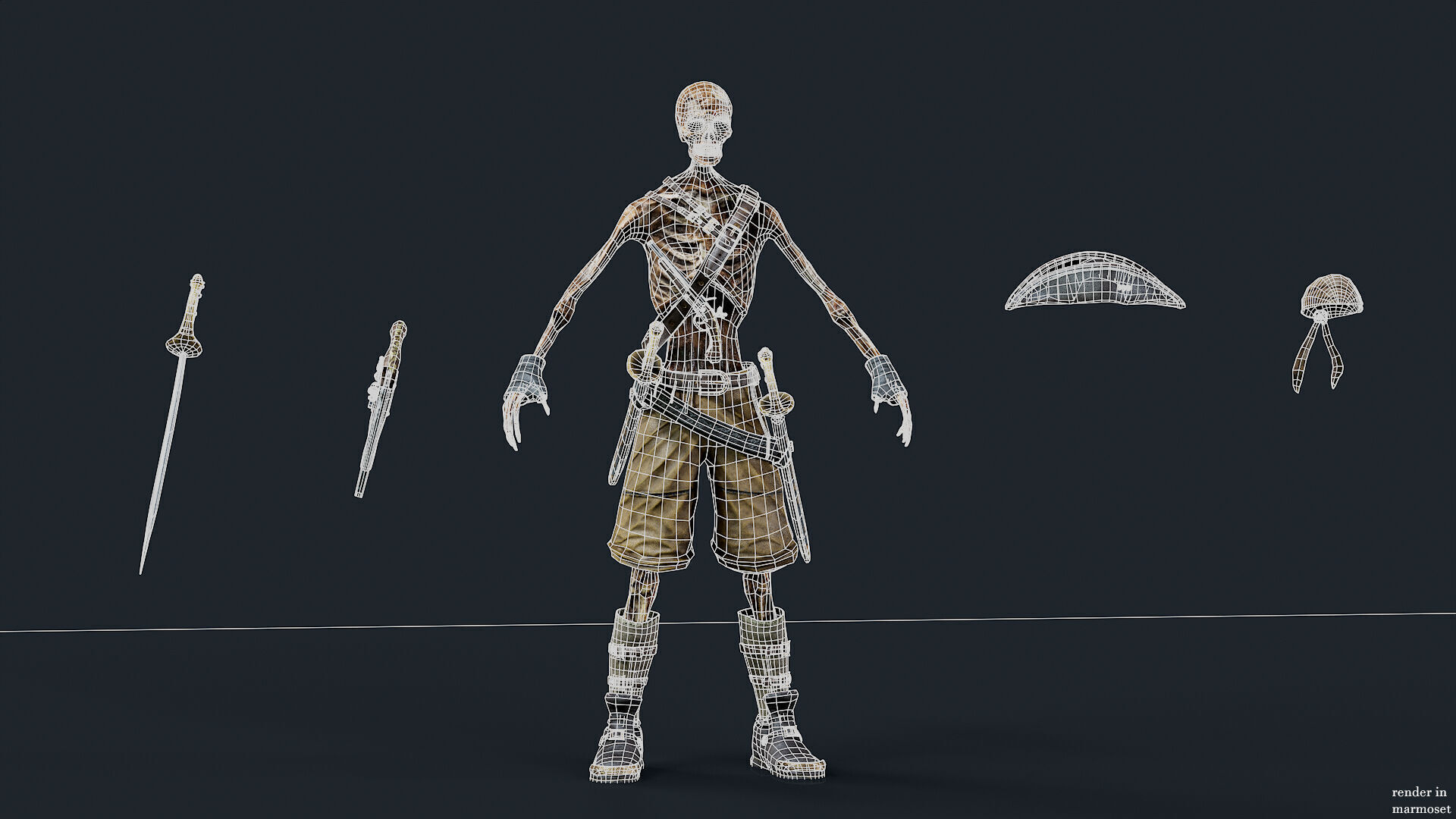 PIRATE SKELETON 2 A  Low-poly 3D model_9
