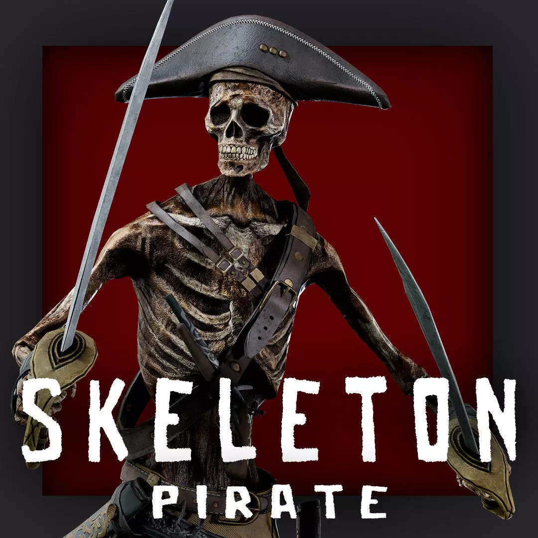 PIRATE SKELETON 2 A  Low-poly 3D model_0