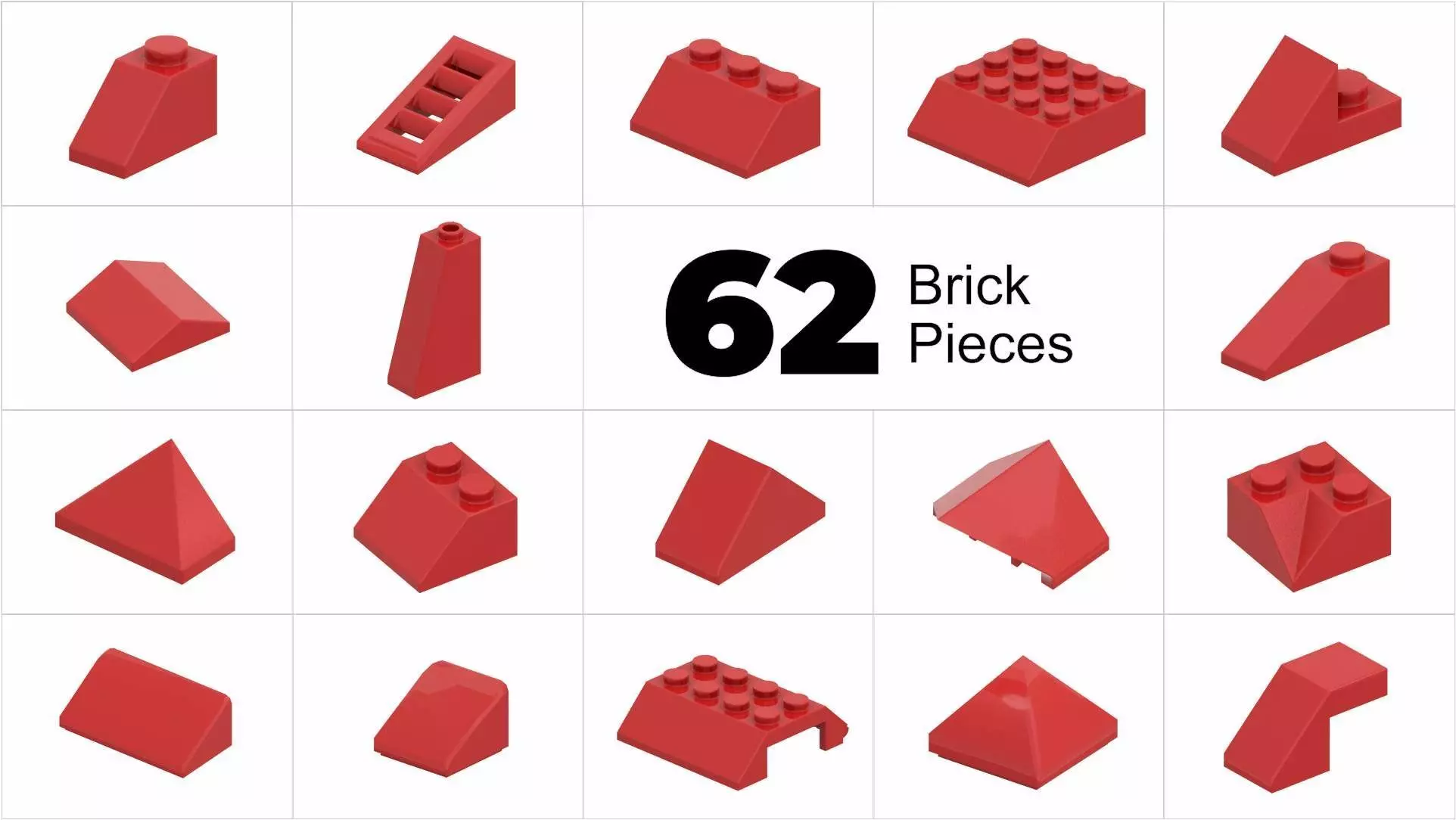 TwindBricks3D - 62 Bricks Slope collection 3D print model