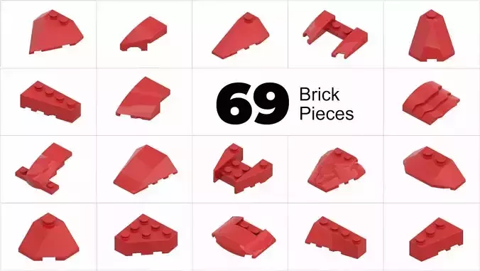 TwindBricks3D - 69 Bricks Slope Wedge collection