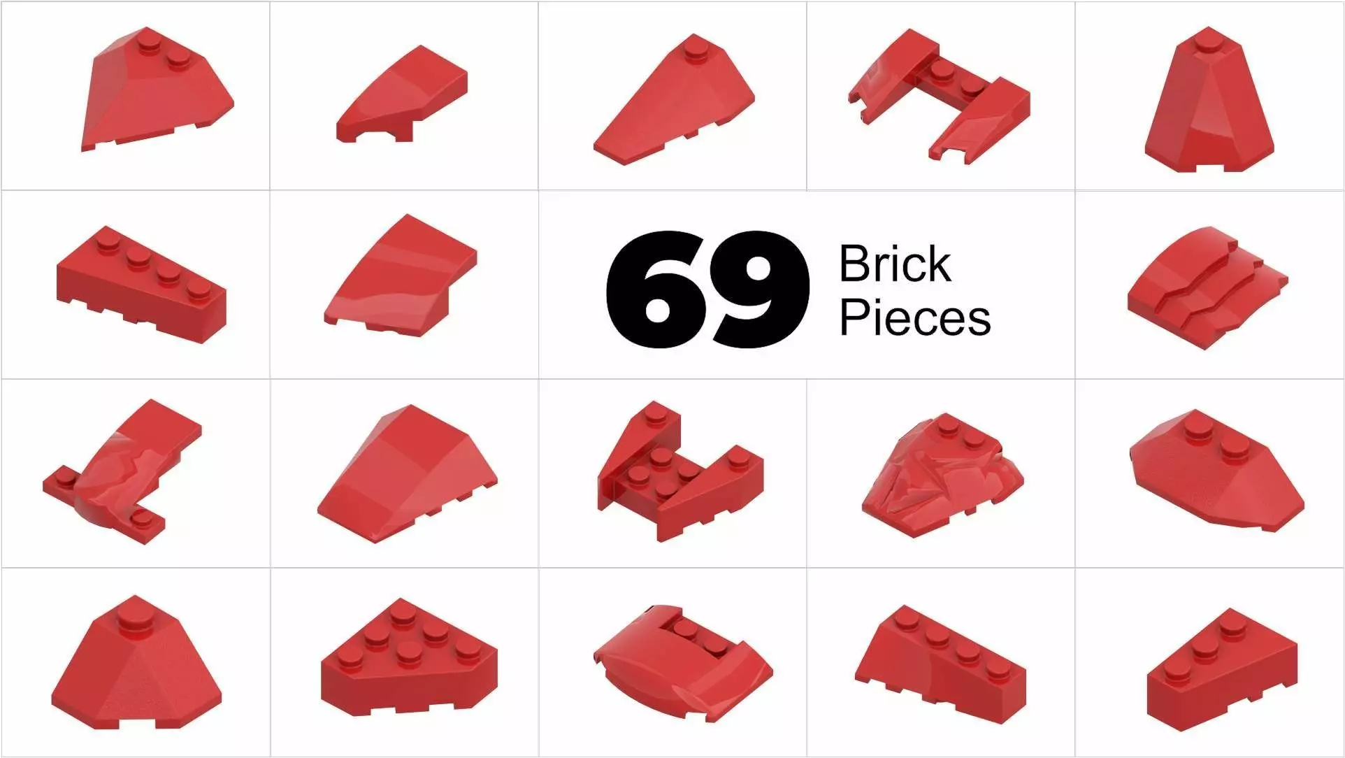 TwindBricks3D - 69 Bricks Slope Wedge collection 3D print model_0
