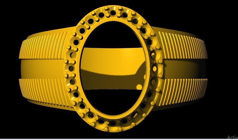 oval stone ring 3dm file 3D print model_1