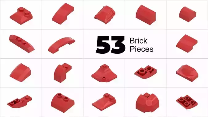TwindBricks3D - 53 Bricks Slope Curved collection 3D print model