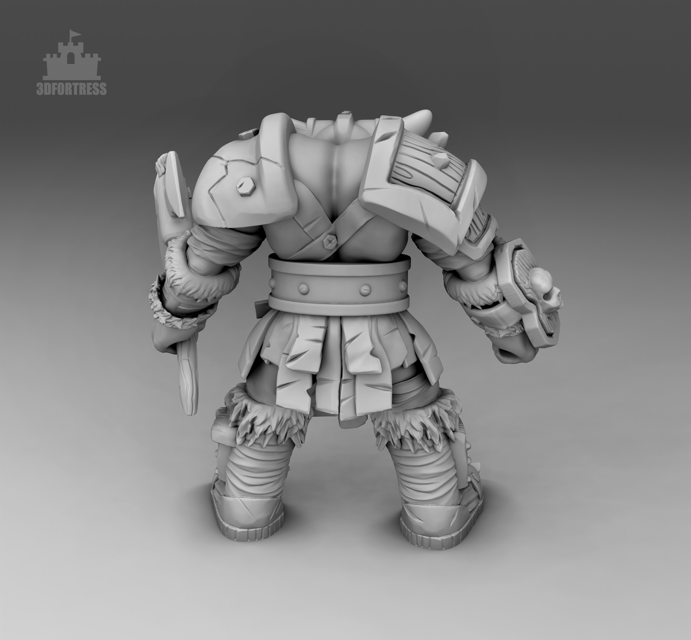 Orc and Axe 3D print model_8