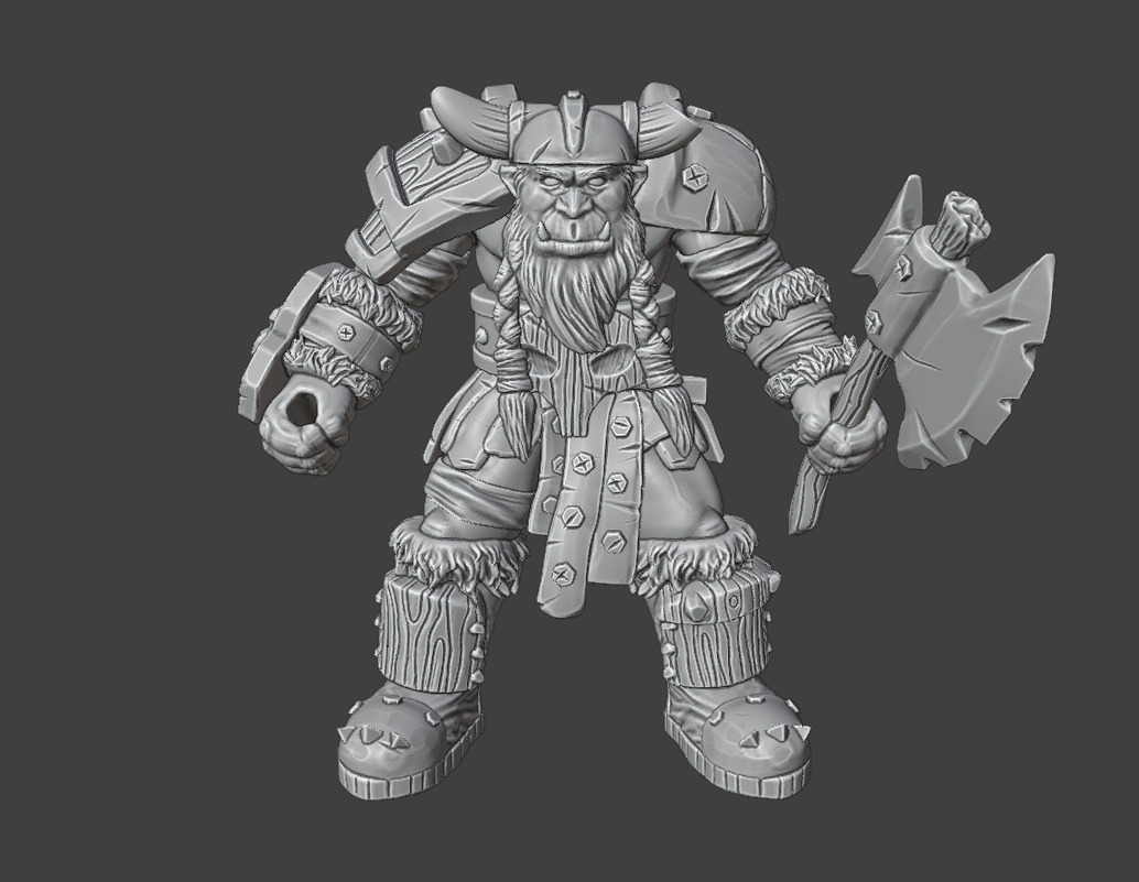 Orc and Axe 3D print model_9