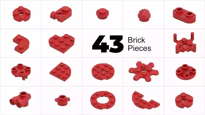 TwindBricks3D - 43 Bricks Plate Round collection 3D print model