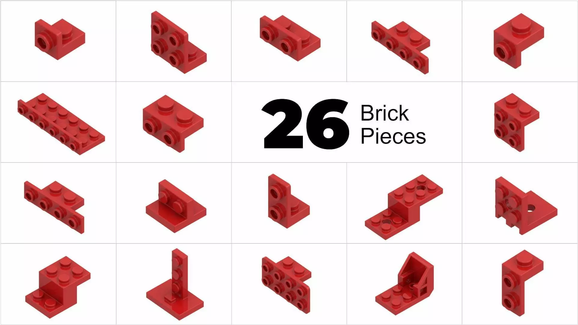 TwindBricks3D - 26 Bricks Plate Bracket collection 3D print model_0