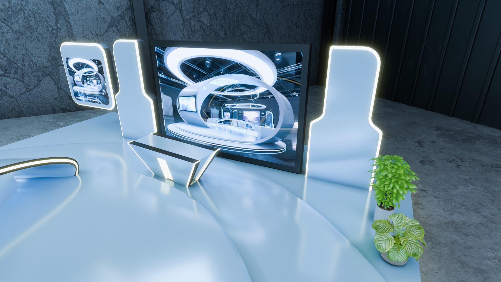 Modern 3D Exhibition Stand Trade Show Ready 3D model_1
